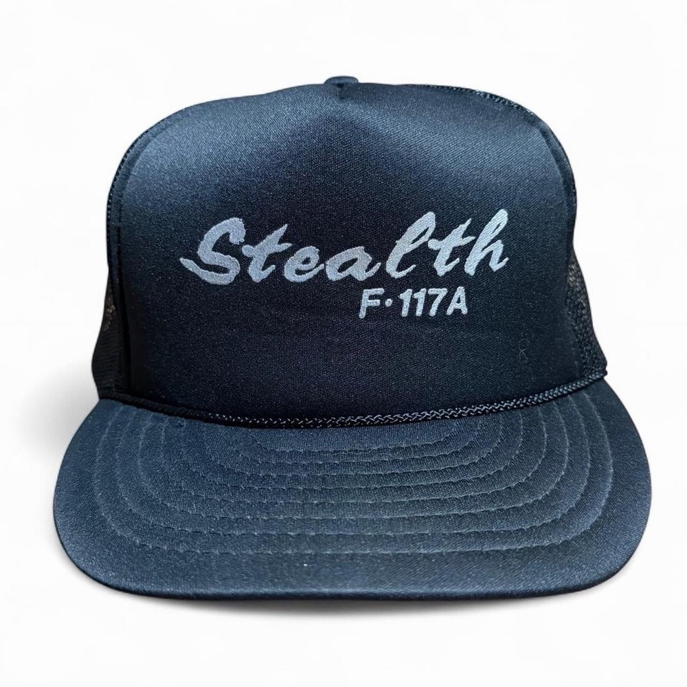 Vintage 90s Stealth F-117A Fighter Jet Pilot Trucker Retro Mesh Hat Snapback